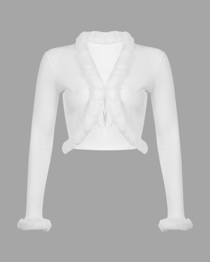 Solid Feather Patchwork Jacket white