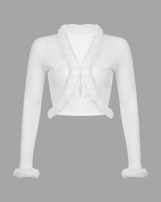 Solid Feather Patchwork Jacket white