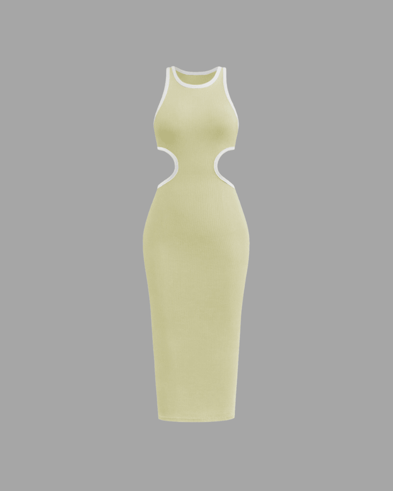 Cut Out Sleeveles Bodycon Dress yellow
