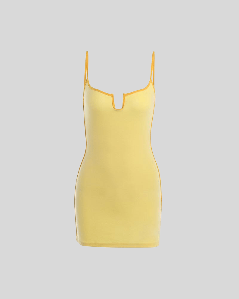 Solid Sleeveless Bodycon Dress yellow
