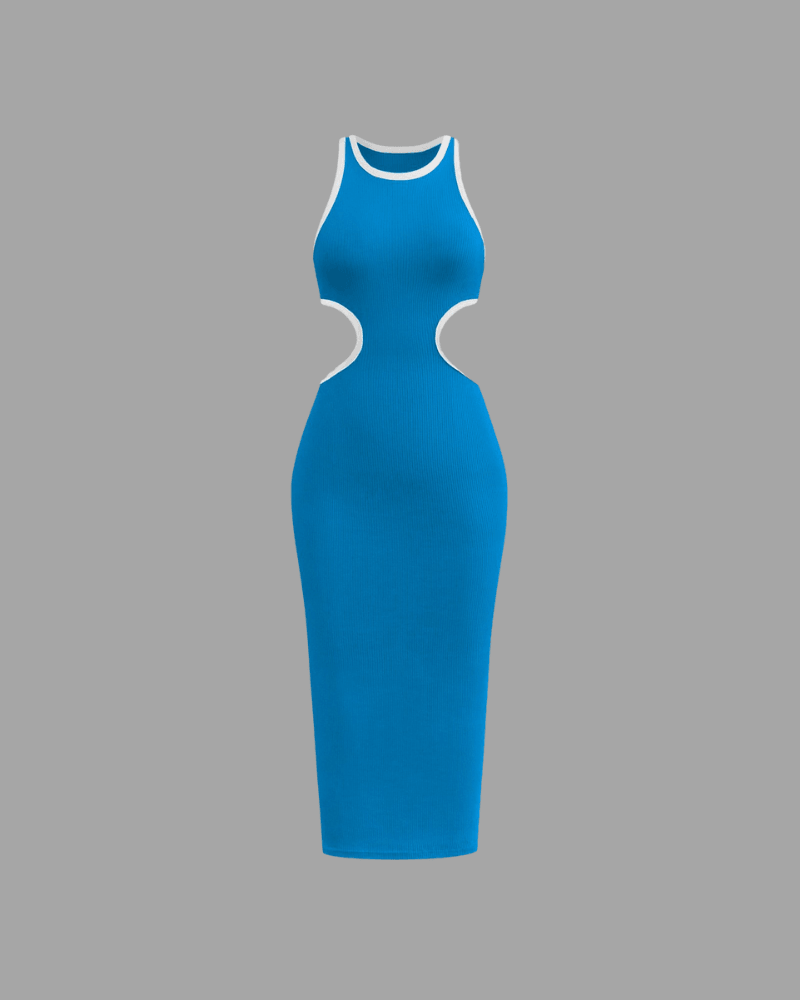 Cut Out Sleeveles Bodycon Dress blue