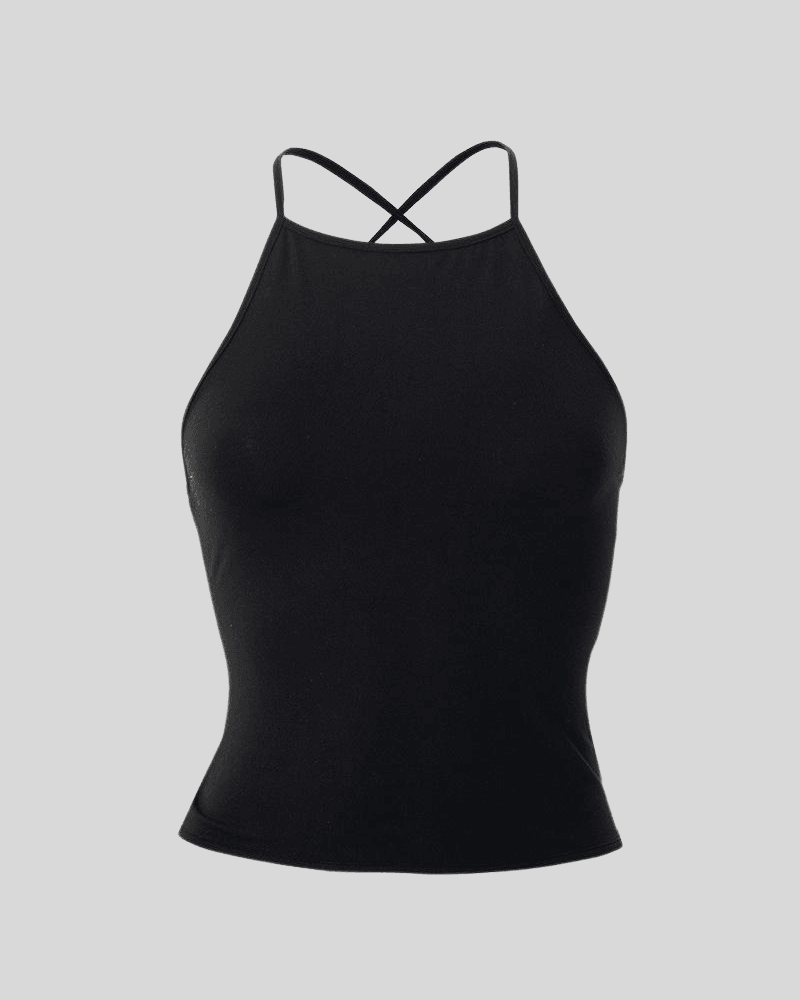 Solid Backless Tank Top black