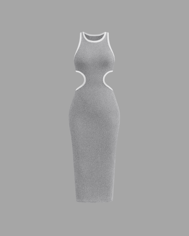 Cut Out Sleeveles Bodycon Dress gray