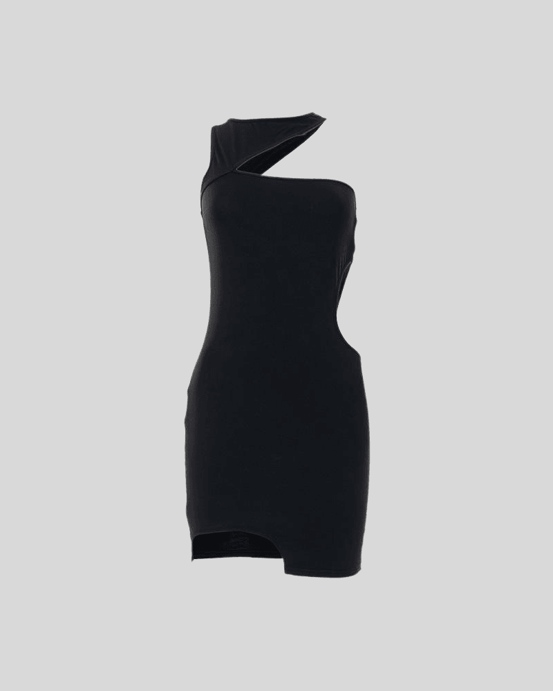 Solid Pullover Cut Out Bodycon Dress black