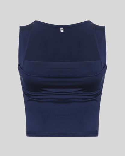 Solid Sleeveless Squareneck Bustier blue