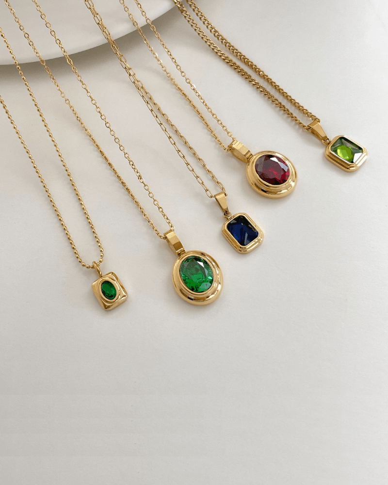 Emerald Colored Pendant Necklace