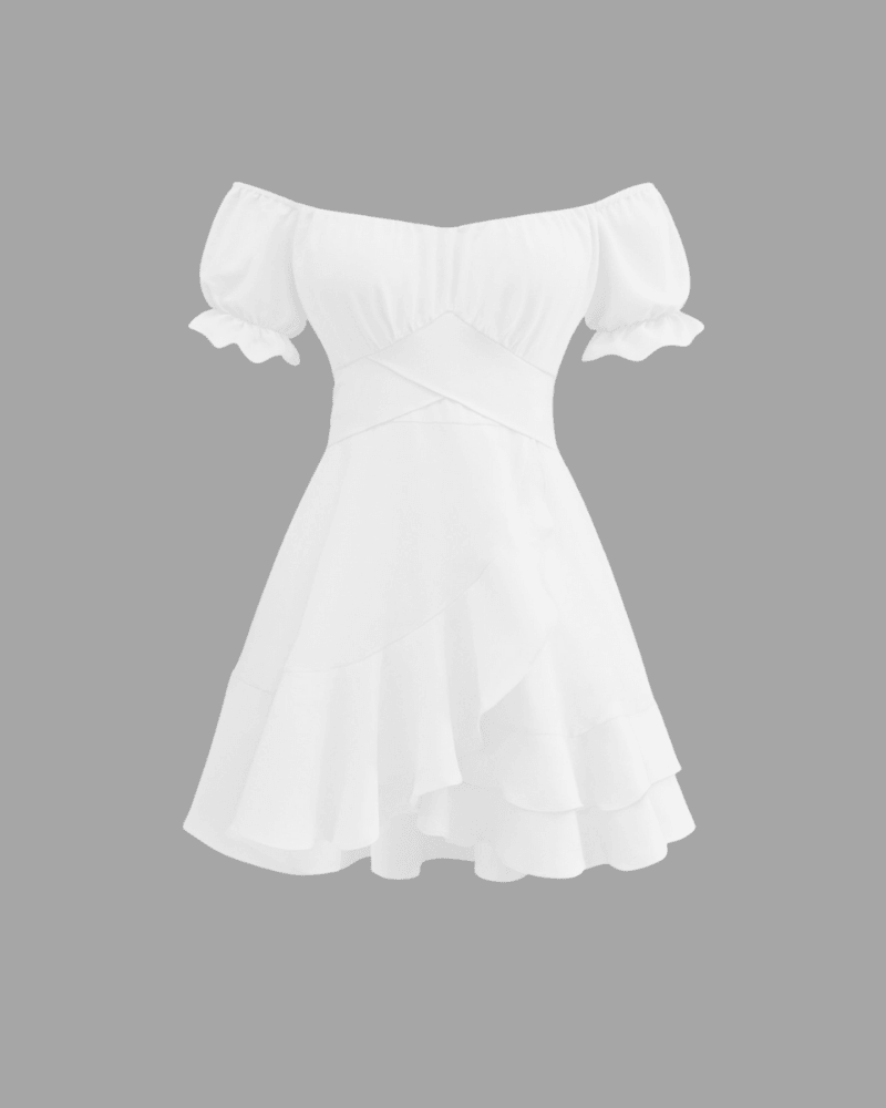 Solid Ruffled Irregular Milkmaid Dress
