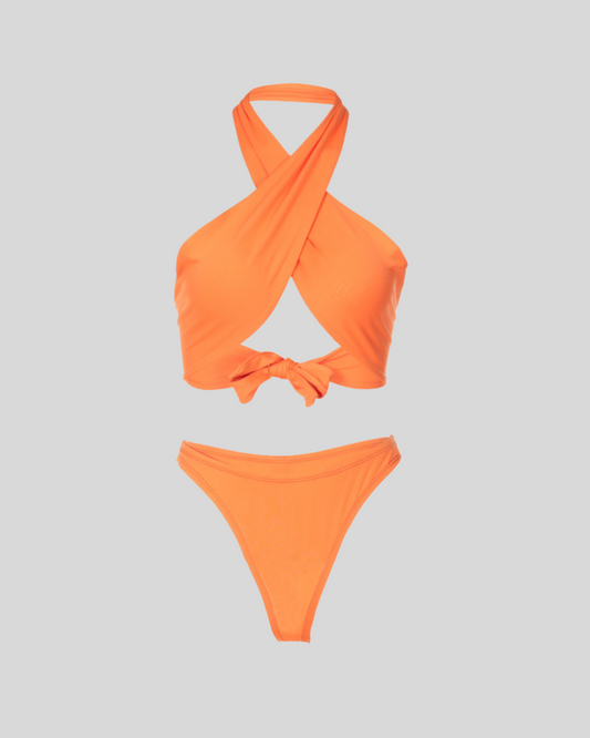 Crossover Halter Bustier Bikini Sets
