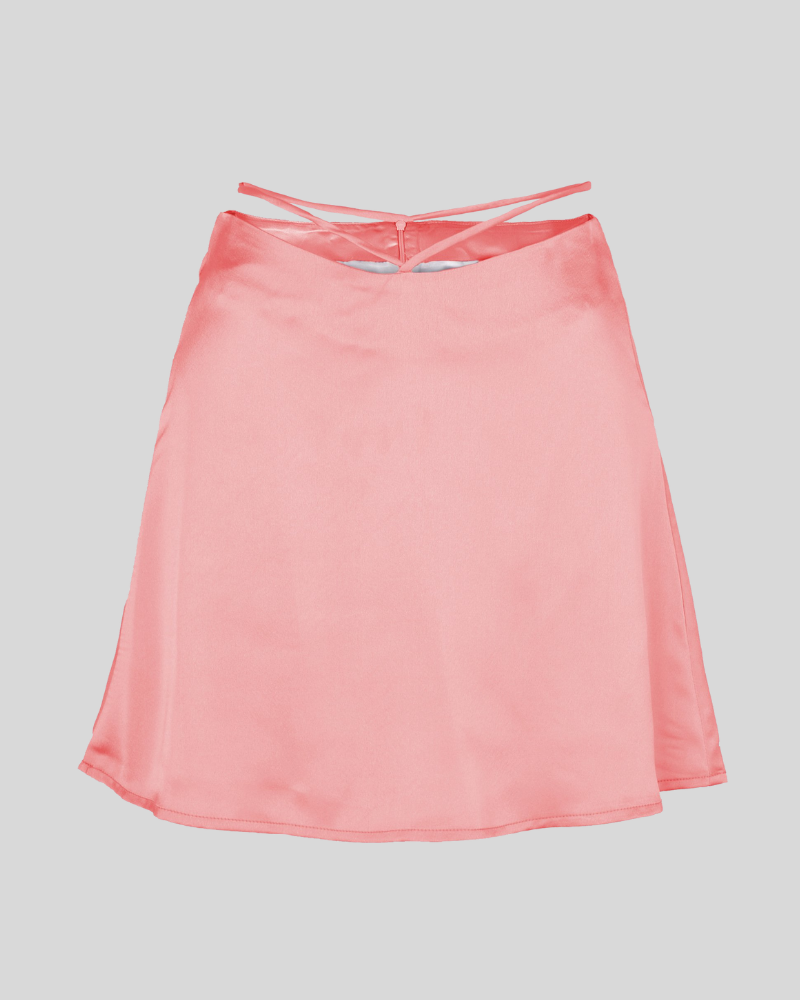 Satin Low Rise Waist Strap Mini Skirt