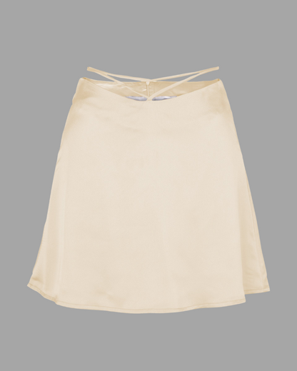 Satin Low Rise Waist Strap Mini Skirt