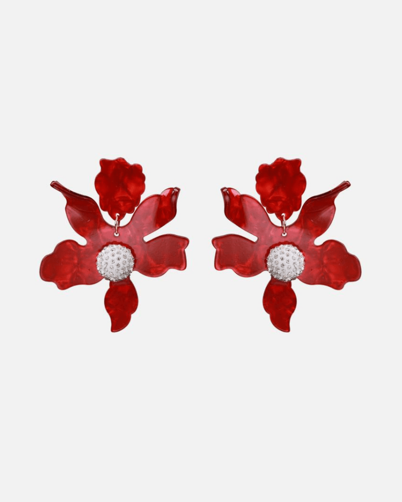 Vintage Red Flower Dropped Earrings - KIWEKIWI