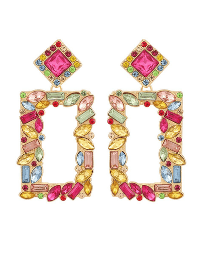 Vintage Multi-Color Crystal Dropped Earrings