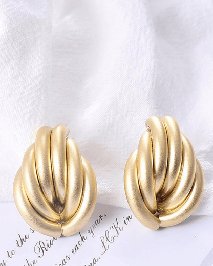 Matte Gold Metal Geometric Earrings