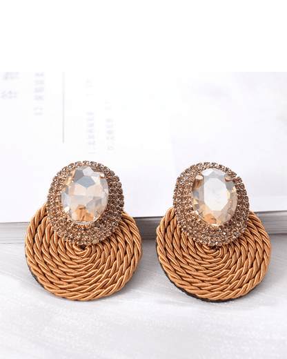 Braid Alloy Diamond Earrings