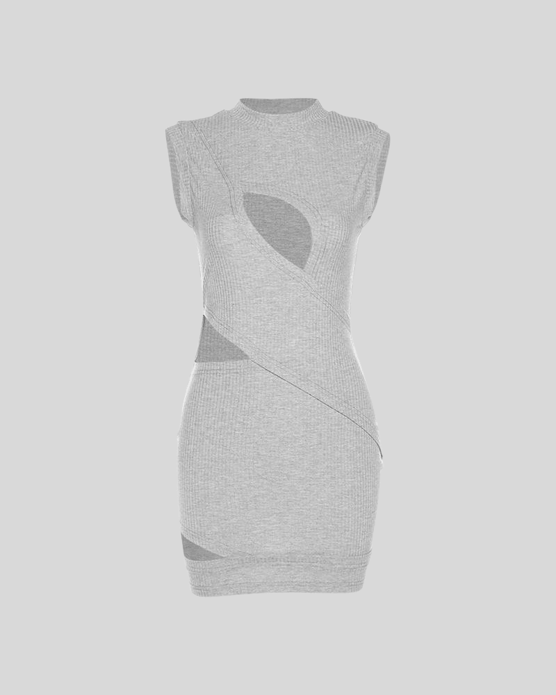 Solid Pullover Cut Out Bodycon Dress gray