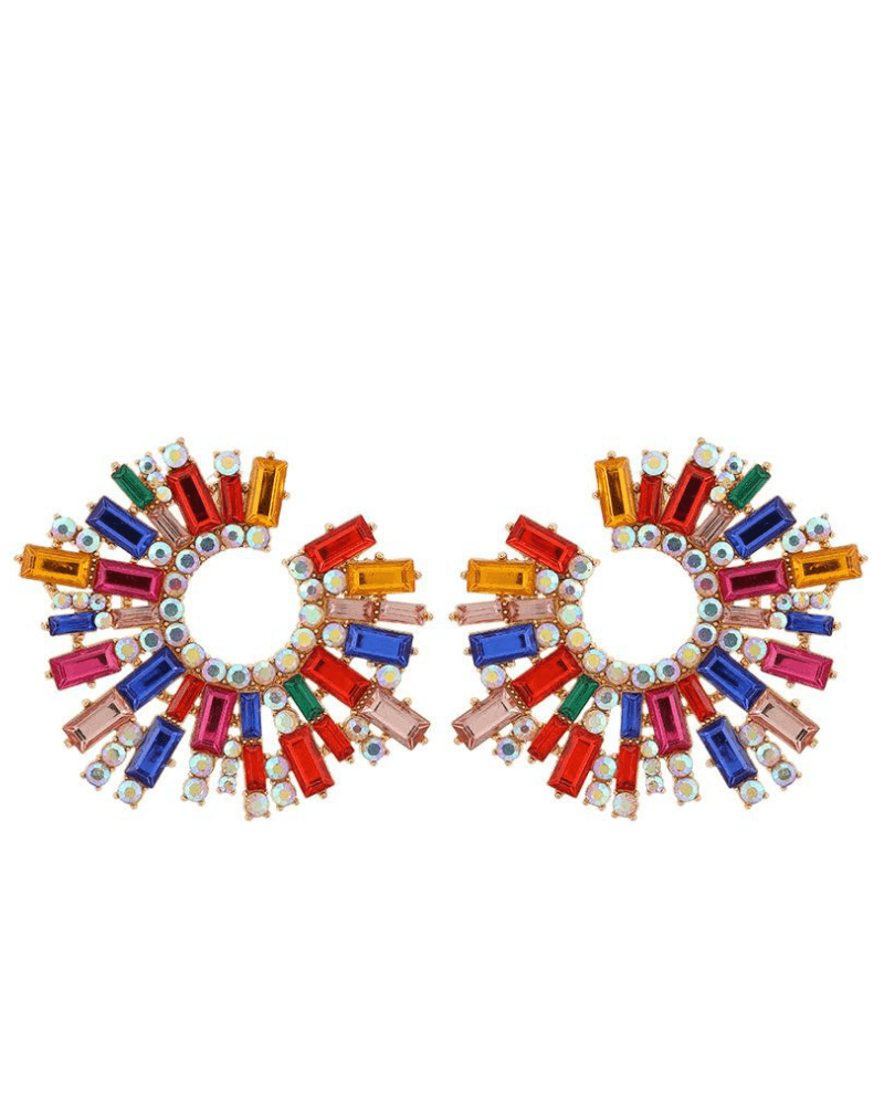 Vintage Multi-Color Crystal Dropped Earrings