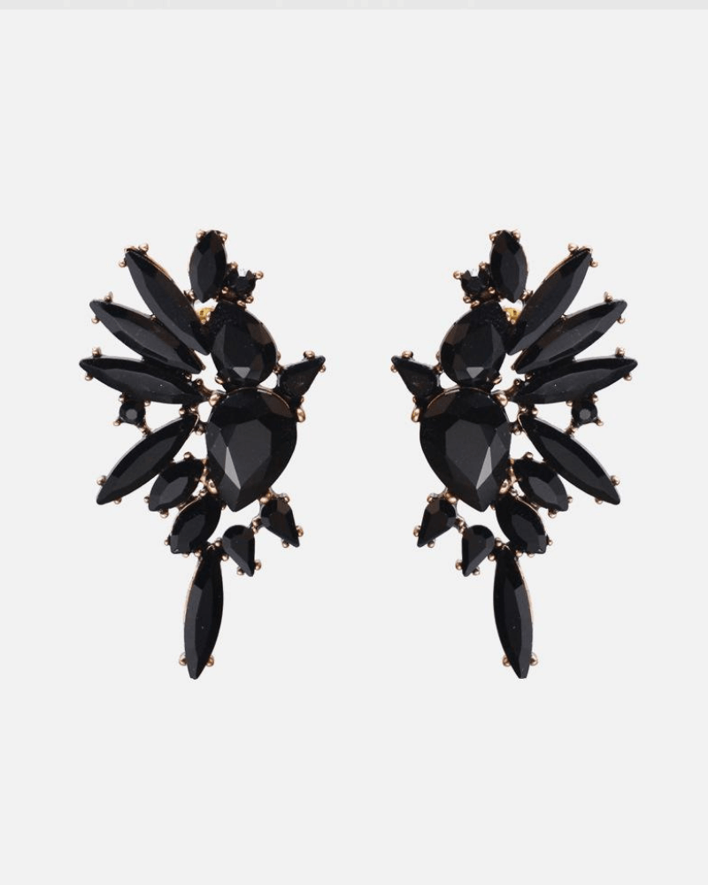 Black Vintage Rhinestones Dropped Earrings