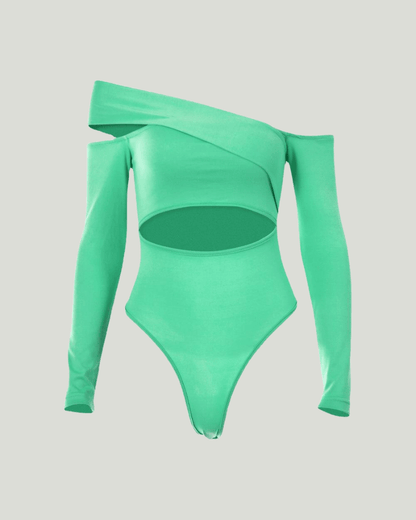 One-Piece Halter Long Sleeve Jumpsuits green