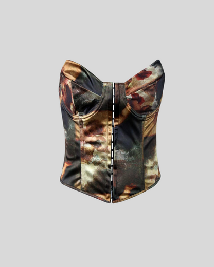 Strapless Patch Backstrap Bustier Brown
