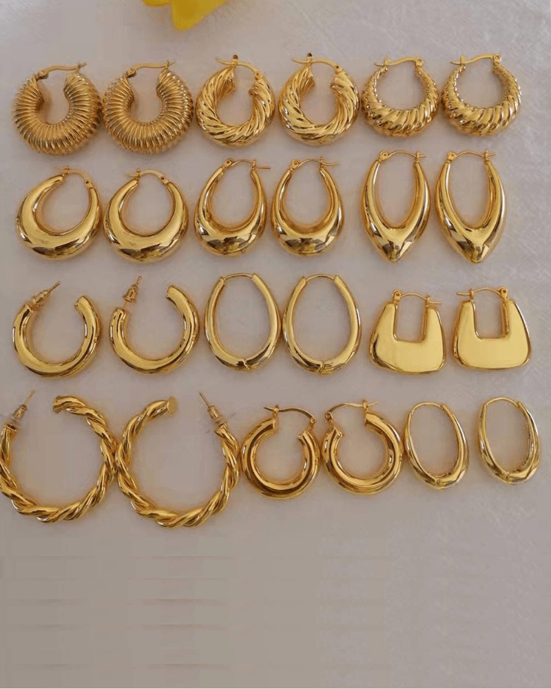 Metal Geometric 18K Gold Plated Dropped Earrings - KIWEKIWI