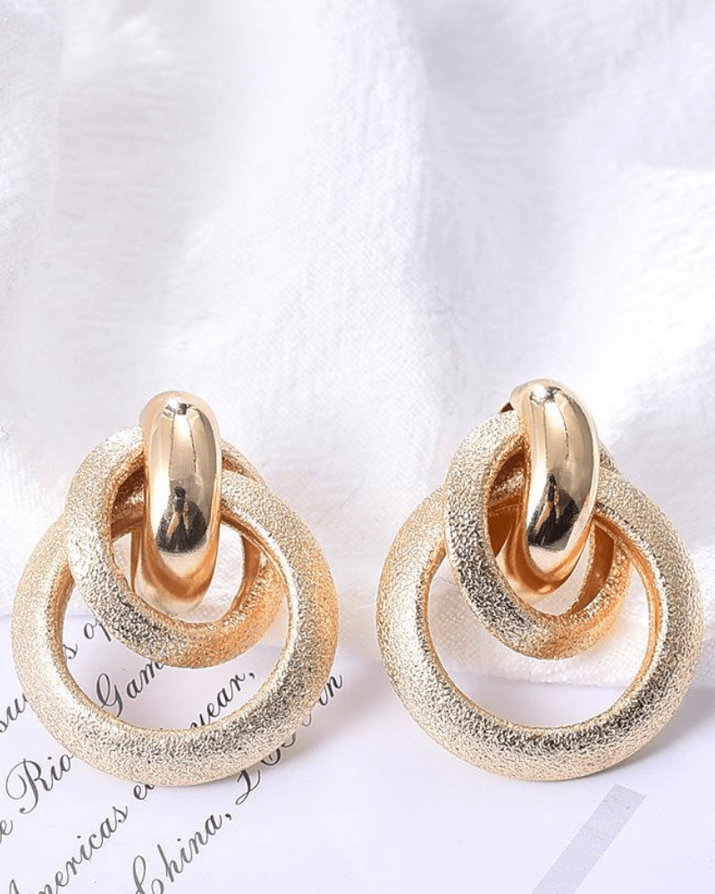 Matte Gold Metal Geometric Earrings