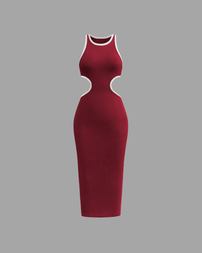 Cut Out Sleeveles Bodycon Dress red