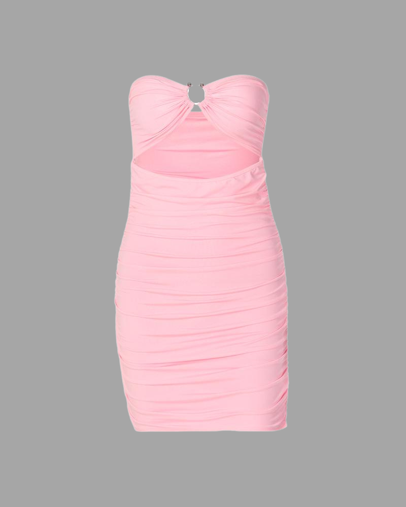 Strapless Bustier Ruched Bodycon Dress