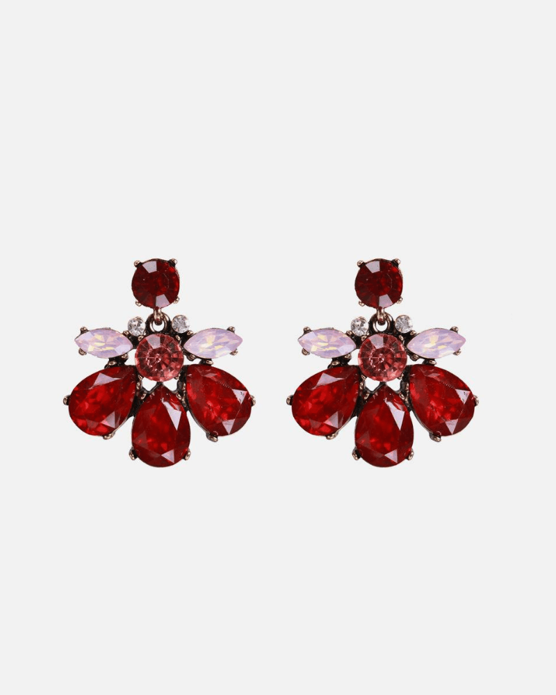 Vintage Red Flower Dropped Earrings - KIWEKIWI