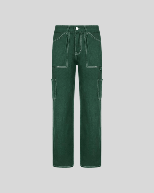 Vintage Pockets Cargo Jeans green