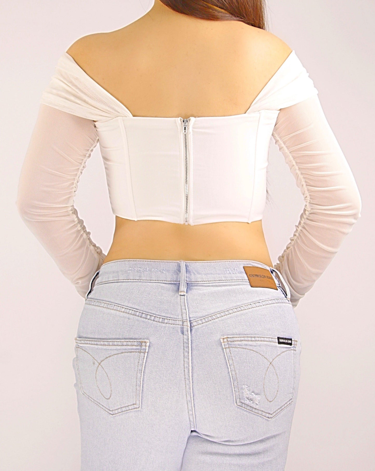 white off shoulder corset top