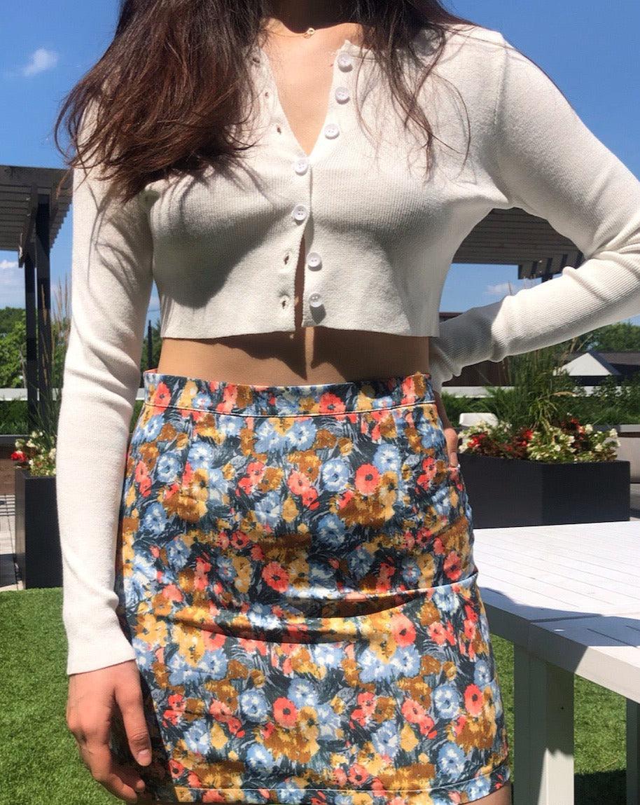 Watercolor floral Mini Skirt