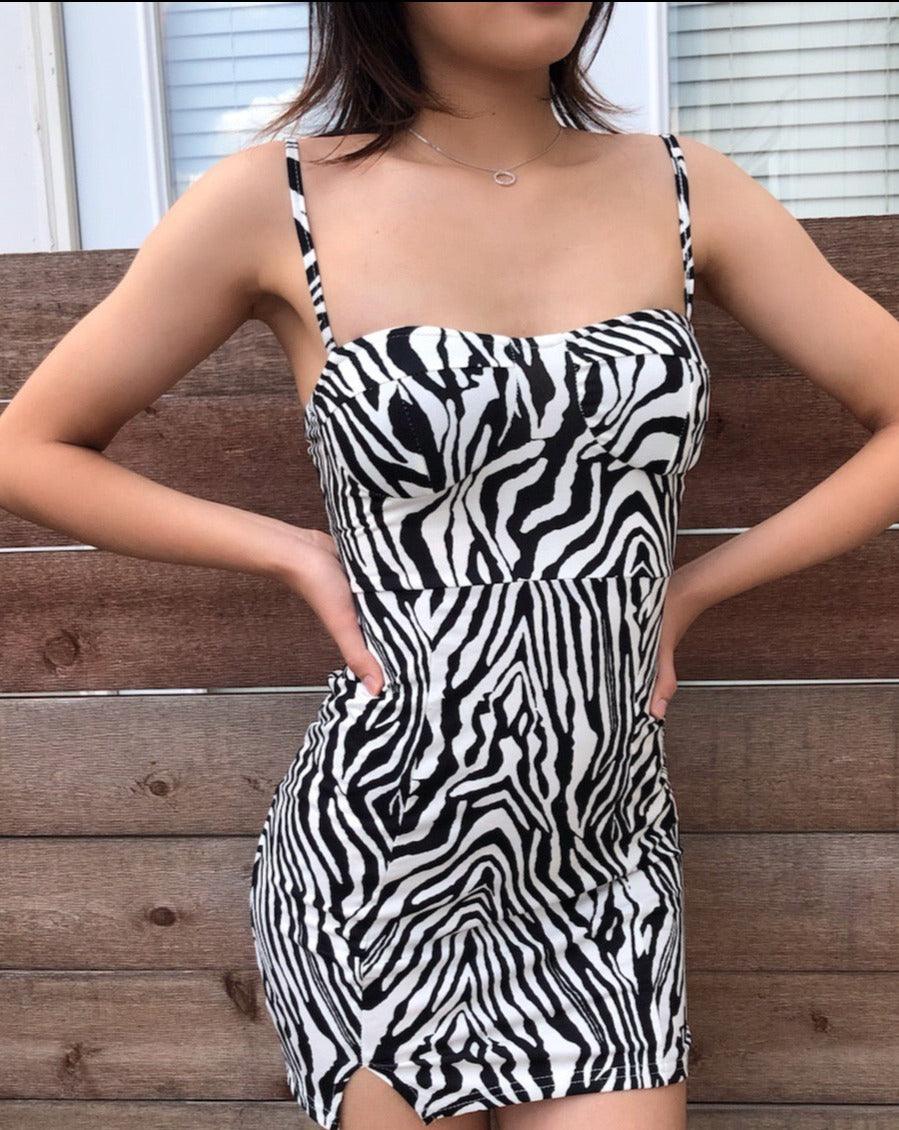 zebra print bodycon dress