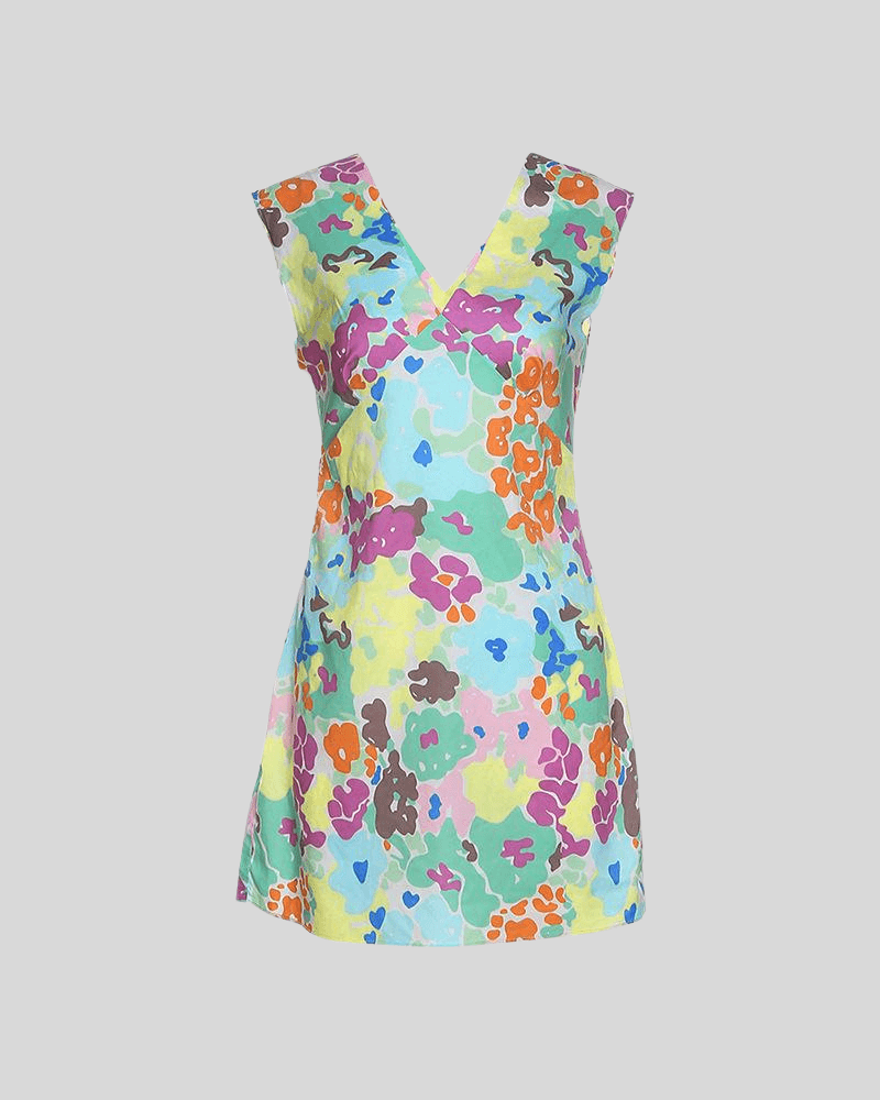 Color Palette Sleeveless Mini Dress - KIWEKIWI