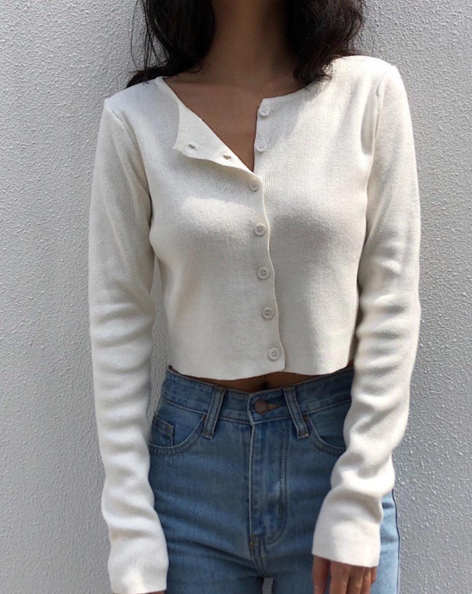 Camille Cardigan Top - White