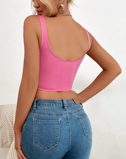 Solid Asymmetric Front Buckles Cami Top