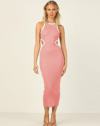 Cut Out Sleeveles Bodycon Dress pink