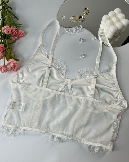 Lace Sheer Cropped Cami Top
