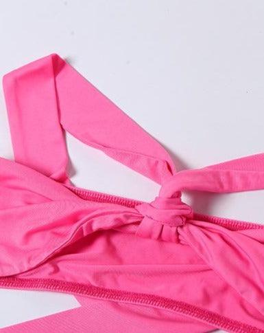 Strapless Side Drawstring Mini Dress pink