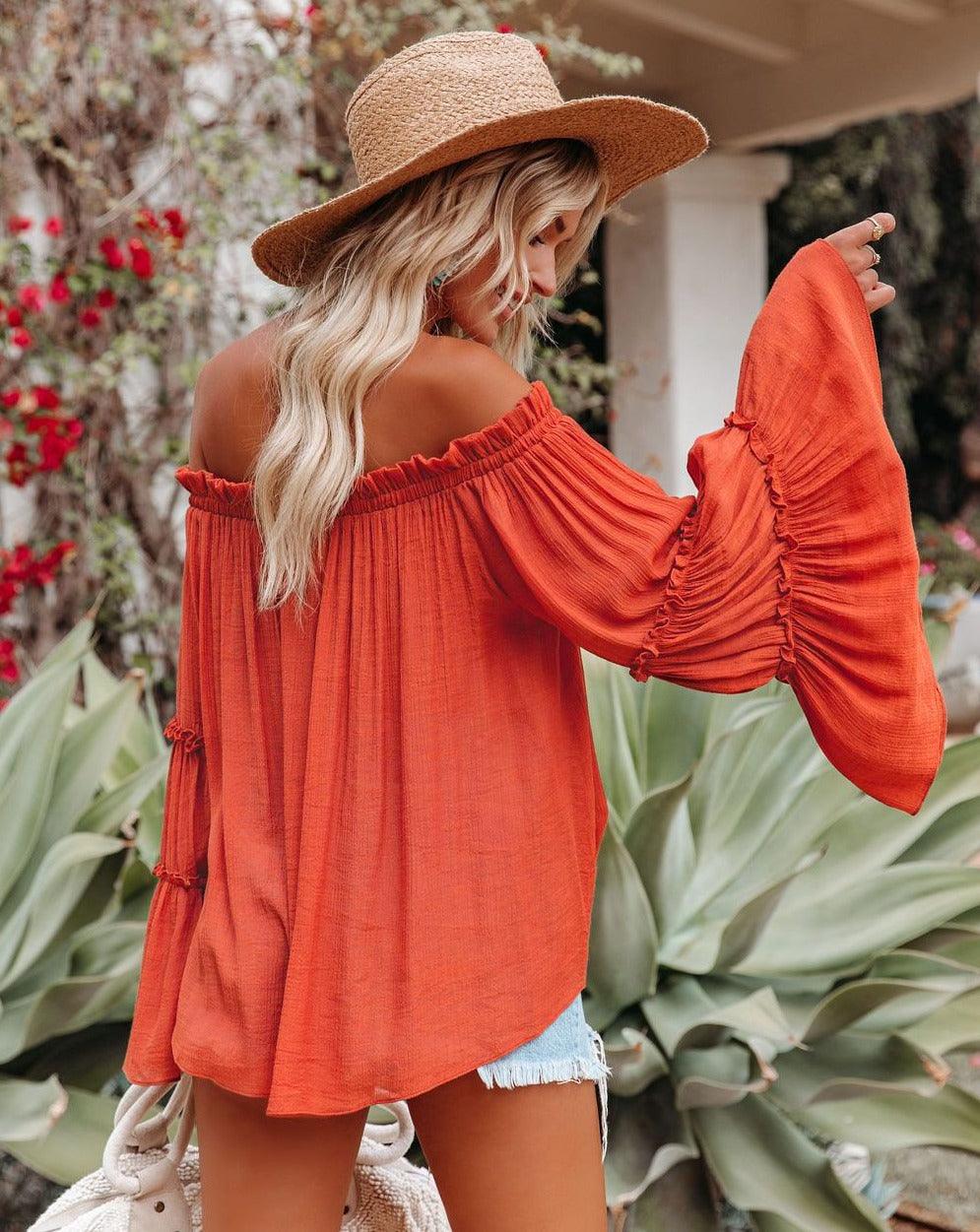 Solid Long Lantern Sleeve Patch Top