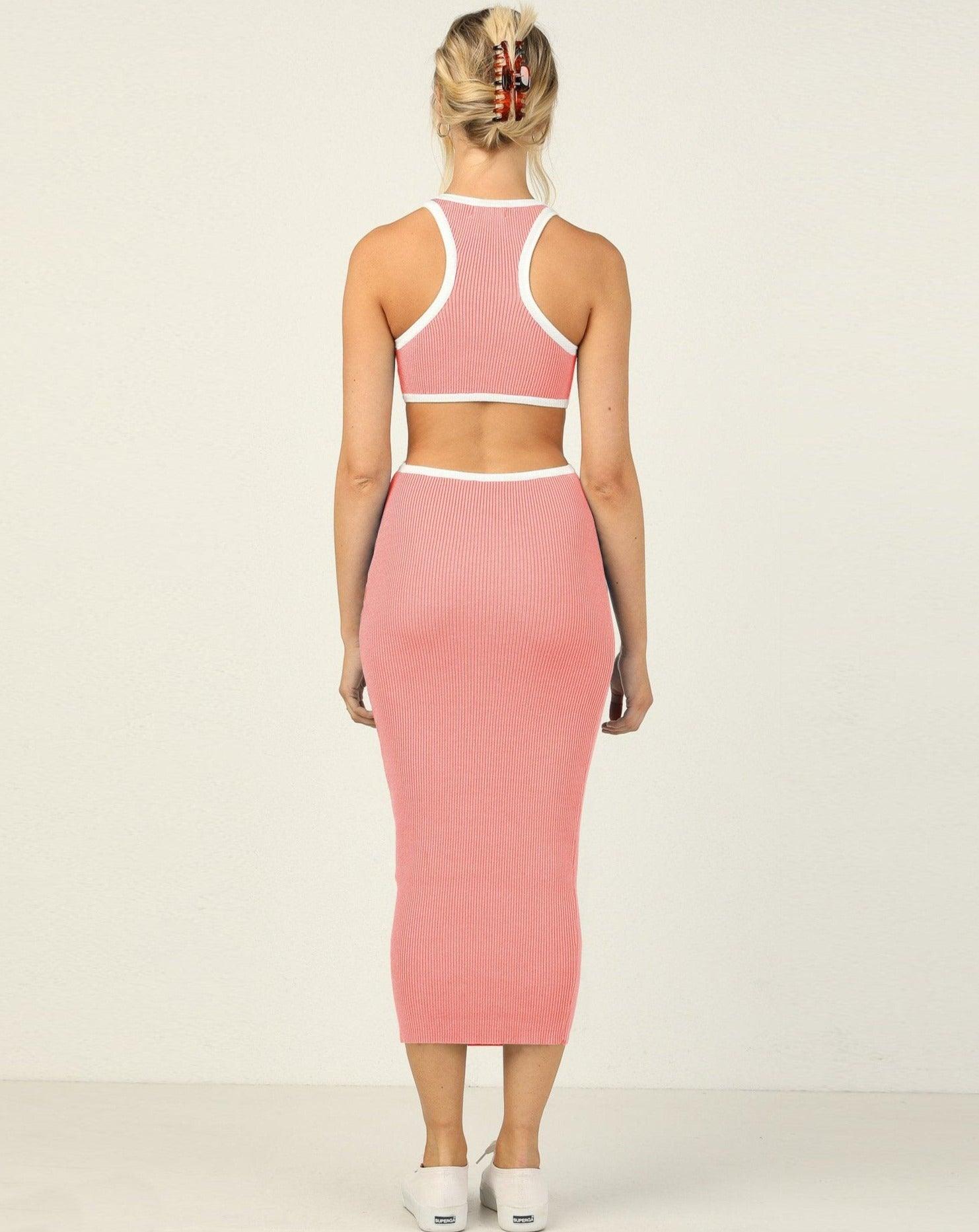 Cut Out Sleeveles Bodycon Dress pink