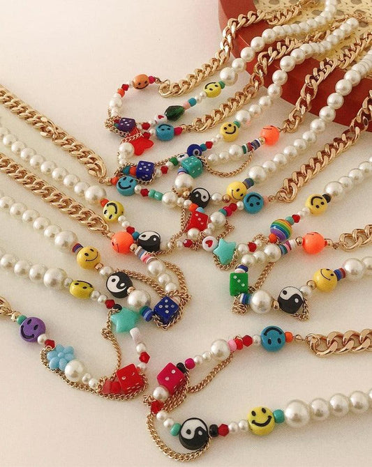Smiley Face Imitation Pearls Necklace