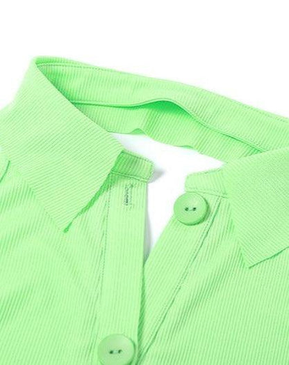 Lapel Single Breasted Maxi Dress green