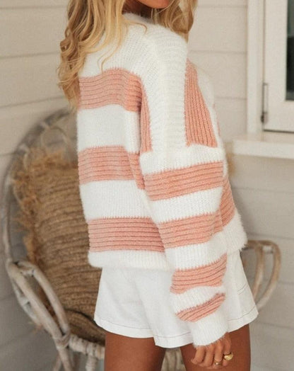 Patchwork Long Sleeve Pullover Sweater