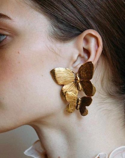 Metal Butterfly Dropped Earrings