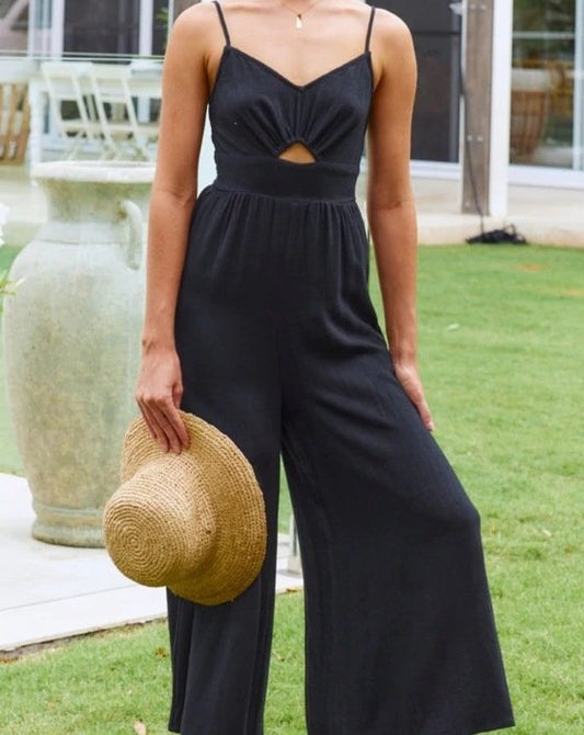 Solid Cami Top Sleeveless Cutout Jumpsuit