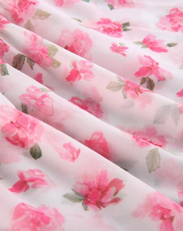 pink floral print slip mini dress