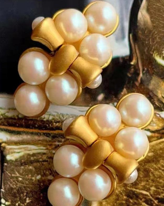 Vintage Grape Imitation Pearls Dropped Earrings