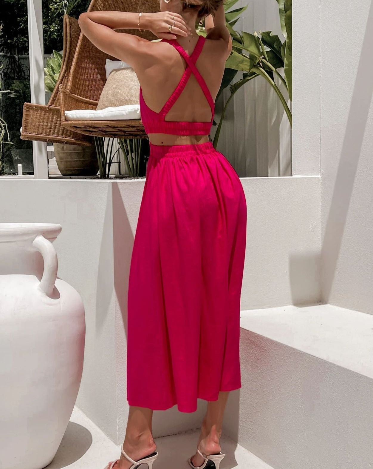 Boho Sleeveless Backless Cutout Midi Dress