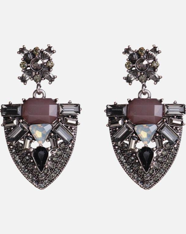 Black Vintage Rhinestones Dropped Earrings