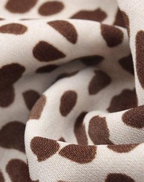 Boho Leopard Print Long Sleeve Midi Dress beige